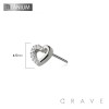 IMPLANT GRADE TITANIUM THREADLESS PUSH IN CZ HEART TOP PART